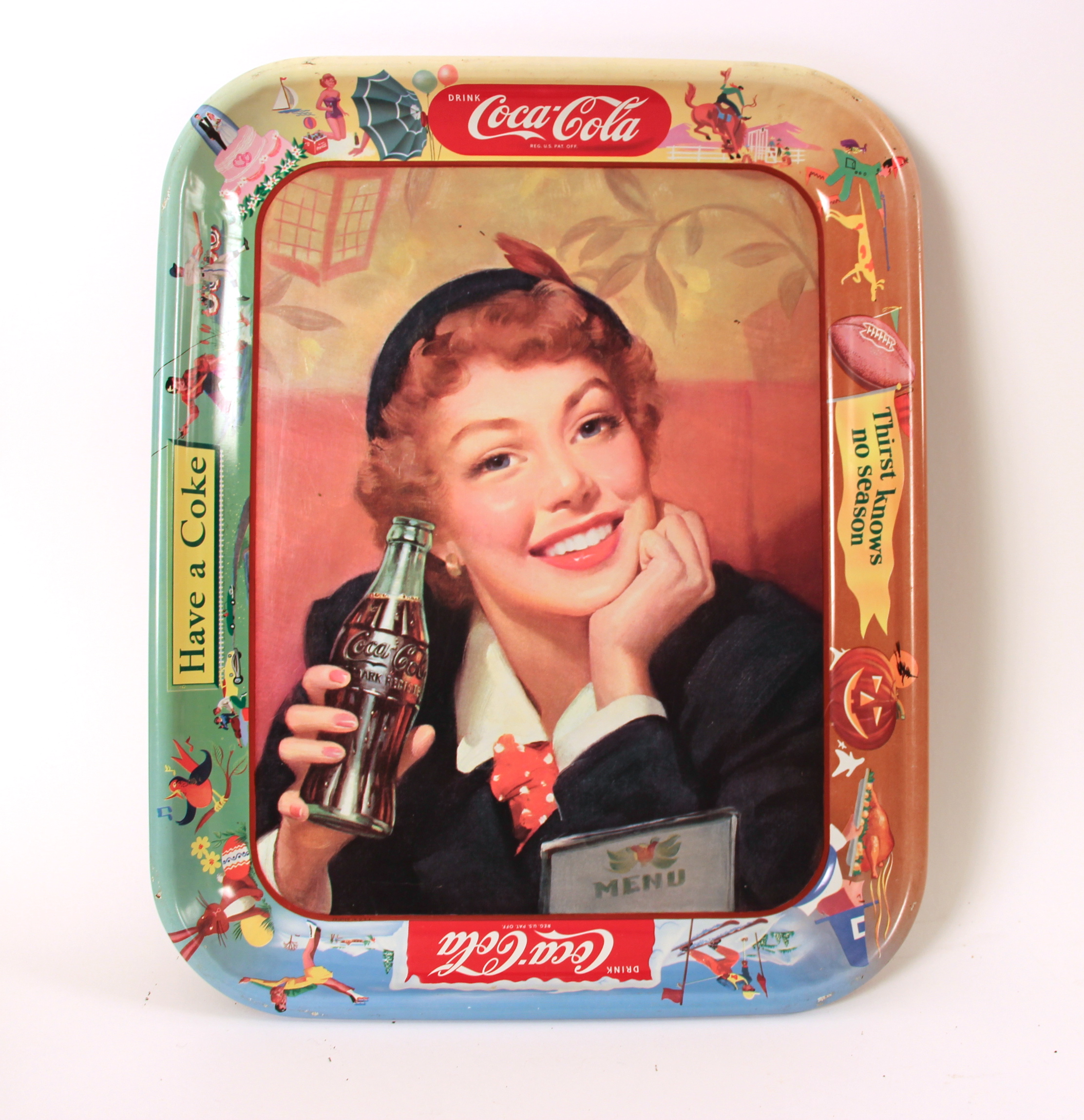 Coca-Cola Soda Tray Menu Girl 1953