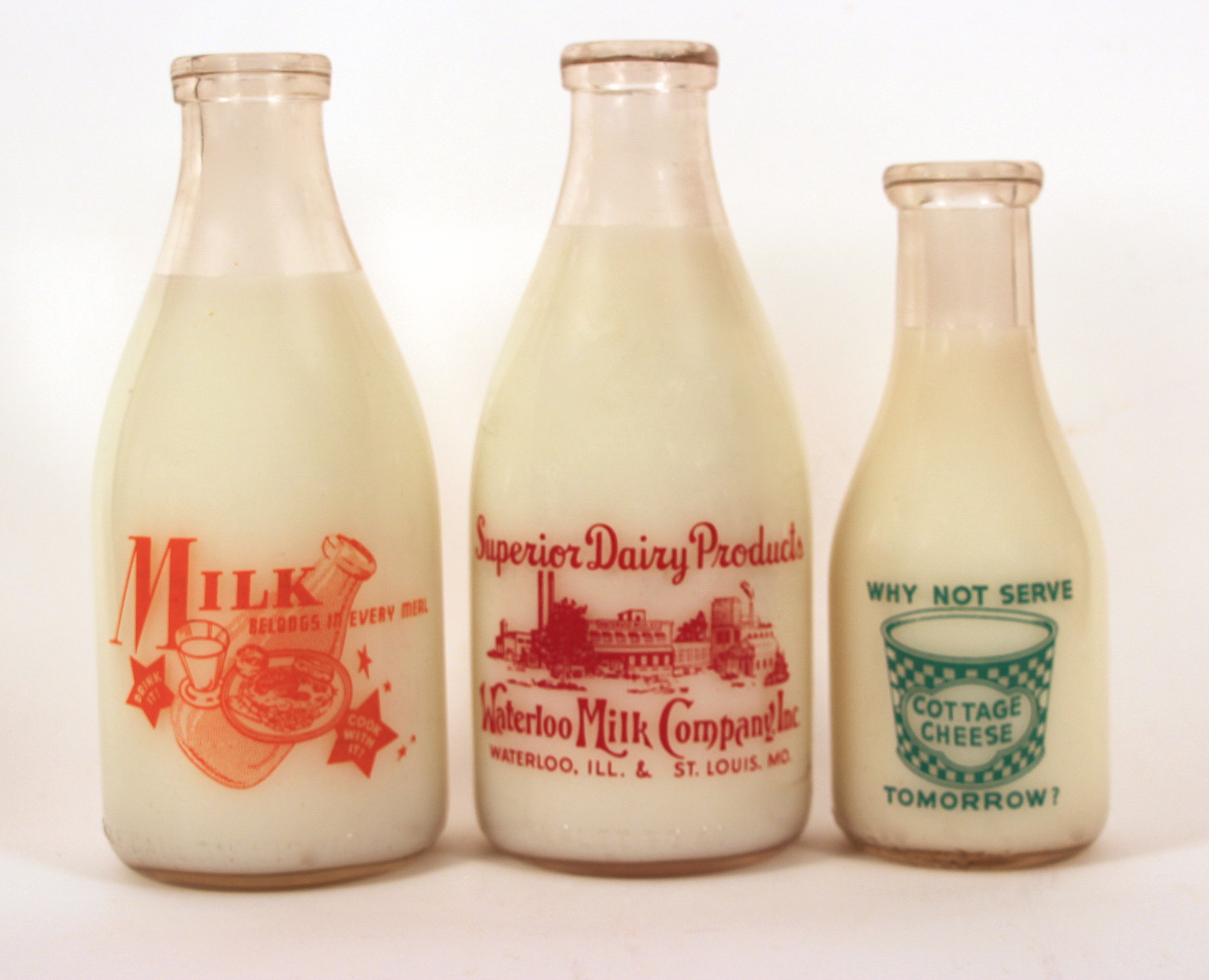Old, domestic glass milk jug. Made from 1900-early.