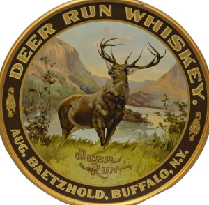 Baetzhold's Deer Run Whiskey Tin Sign, 1910